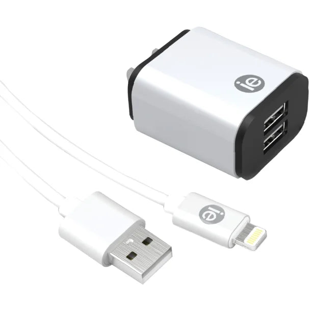 2.4-Amp Dual USB Wall Charge with Lightning(R) to USB-A Cable, 4ft