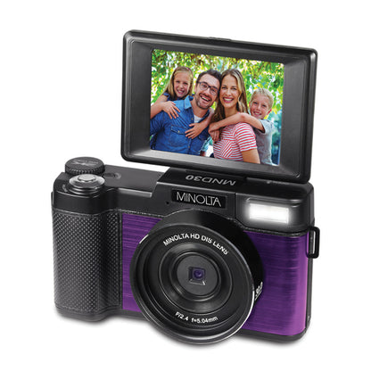 MND30 4x Digital Zoom 30 MP/2.7K Quad HD Digital Camera (Purple)