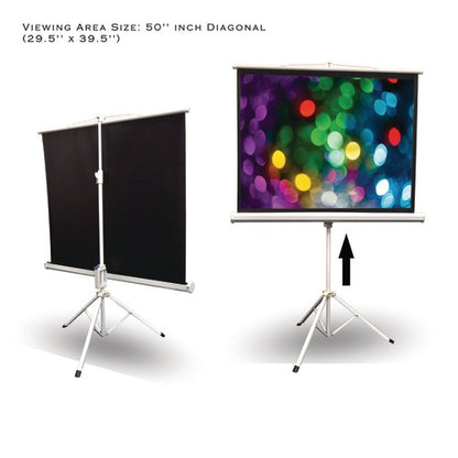 Floor-Standing Portable Tripod Manual Projector Screen (50-Inch)