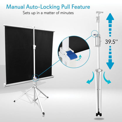 Floor-Standing Portable Tripod Manual Projector Screen (50-Inch)