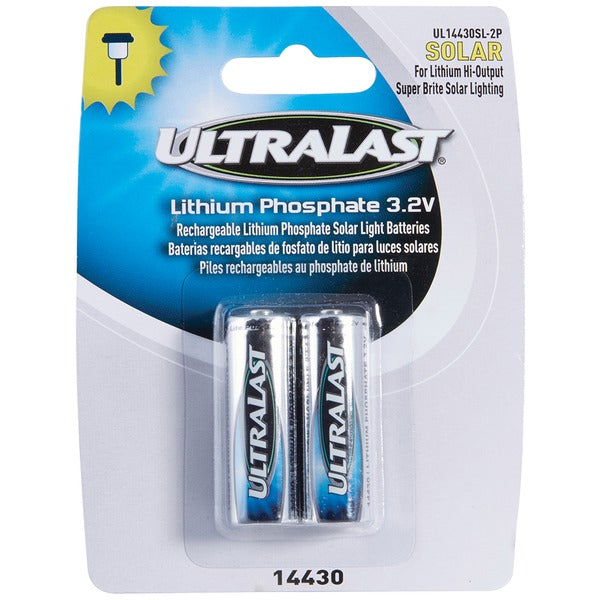 14430 Lithium Batteries for Solar Lighting, 2 pk