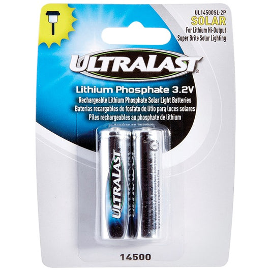 14500 Lithium Batteries for Solar Lighting, 2 pk