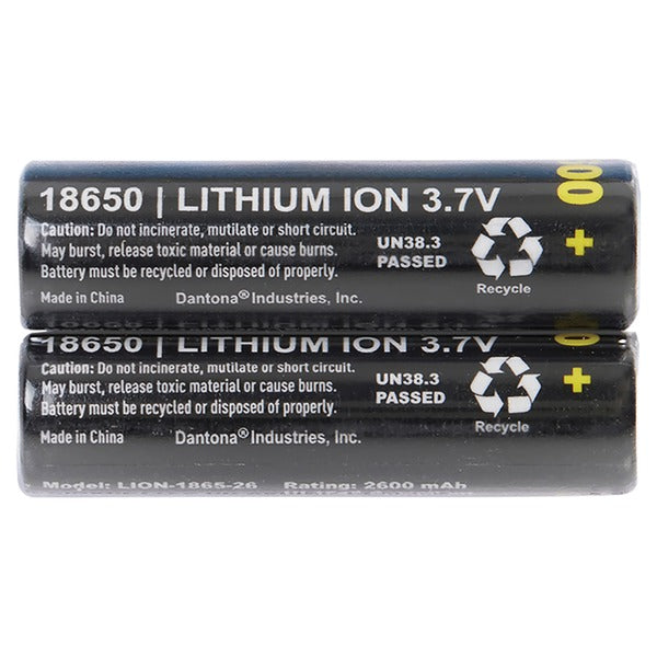 2600 mAh 18650 Retail Blister-Carded Batteries (2 Pack)