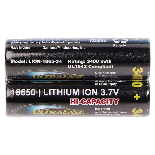 3,400 mAh 18650 Retail Blister Carded Batteries (2 Pack)
