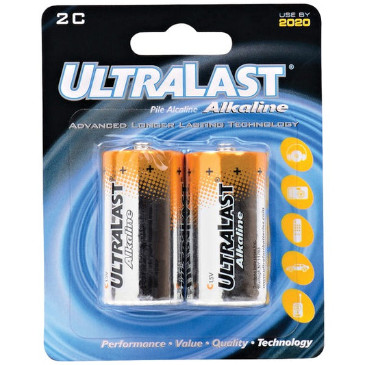 C Alkaline Batteries, 2 pk