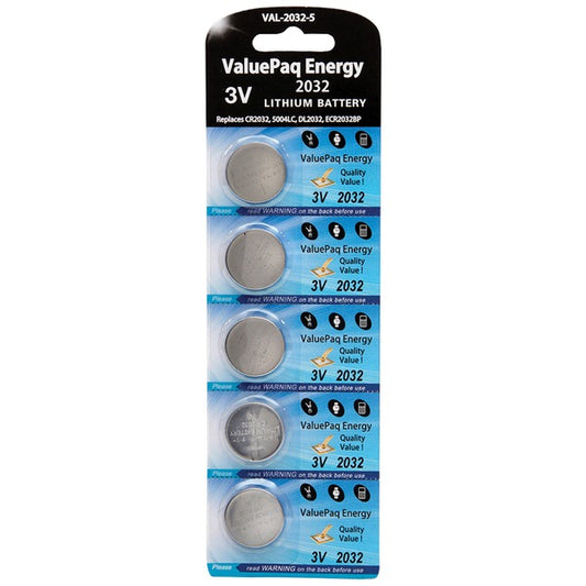2032 Lithium Coin Cell Batteries, 5 pk