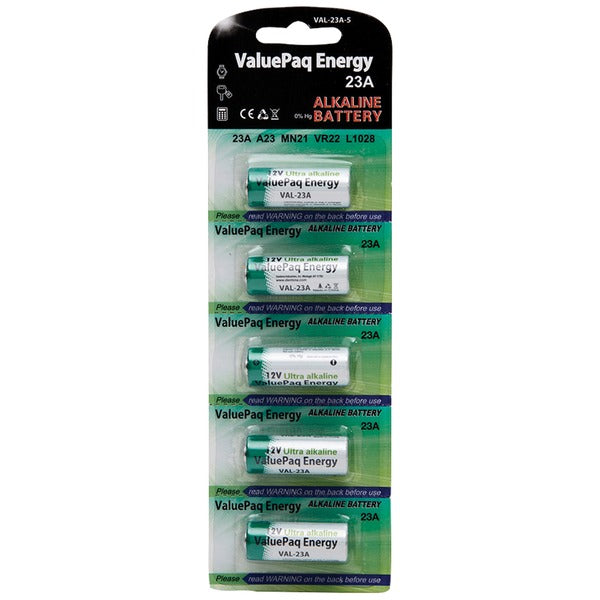 23A Alkaline Cylindrical Batteries, 5 pk