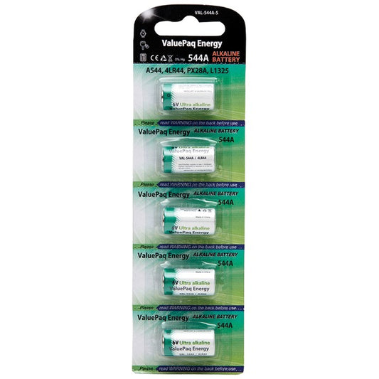 544A Alkaline Cylindrical Cell Batteries, 5 pk