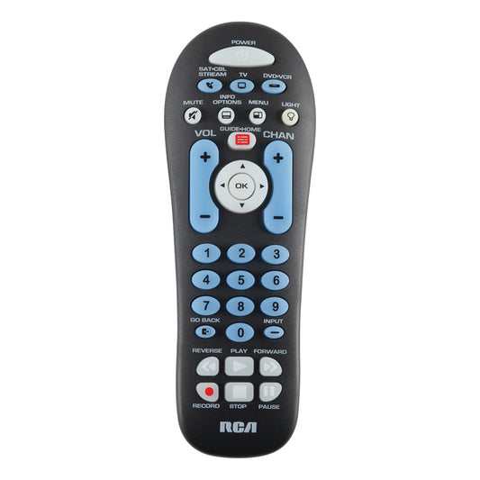 3-Device Big-Button Universal Remote with Streaming & Dual Navigation (Black)