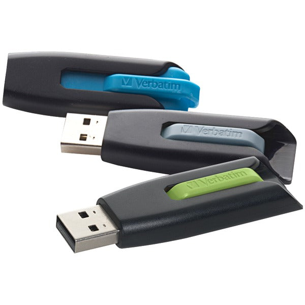 V3 USB 3.0 Flash Drive (16GB; 3 pk; Blue/Gray/Green)